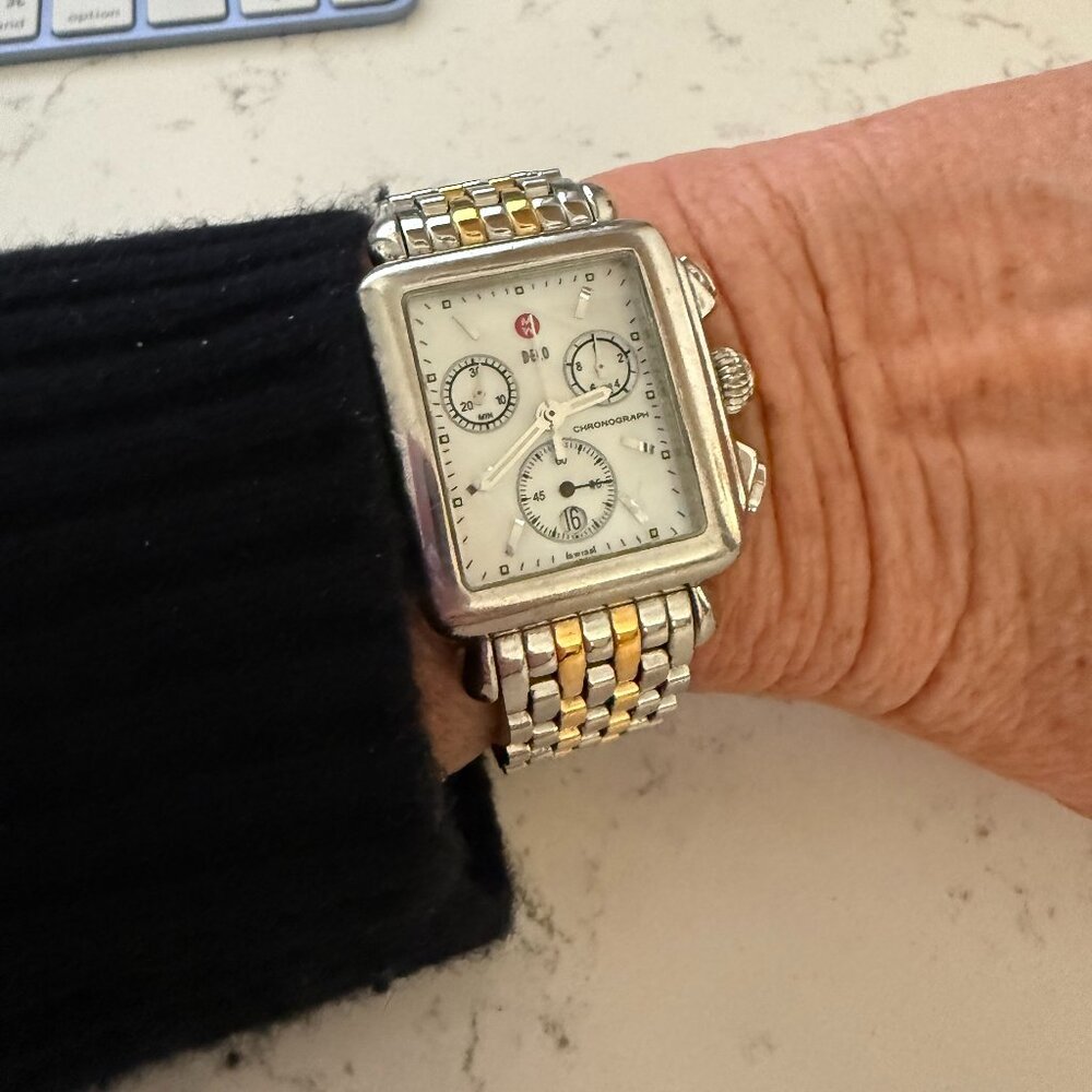 Michelle Deco Chronograph Watch with Four Extra Watch Bands